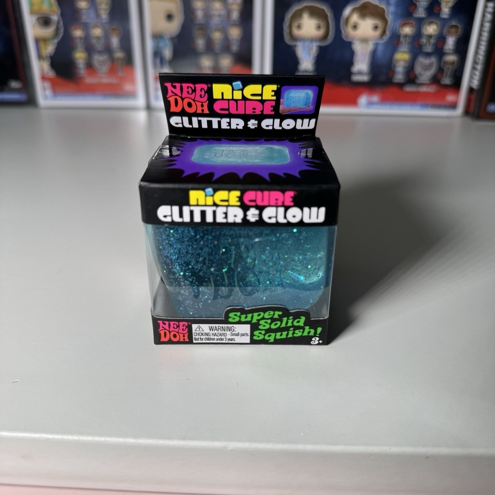 New!! NeeDoh Nice Cube Glitter and Glow | NeeDoh Squishy | BLUE